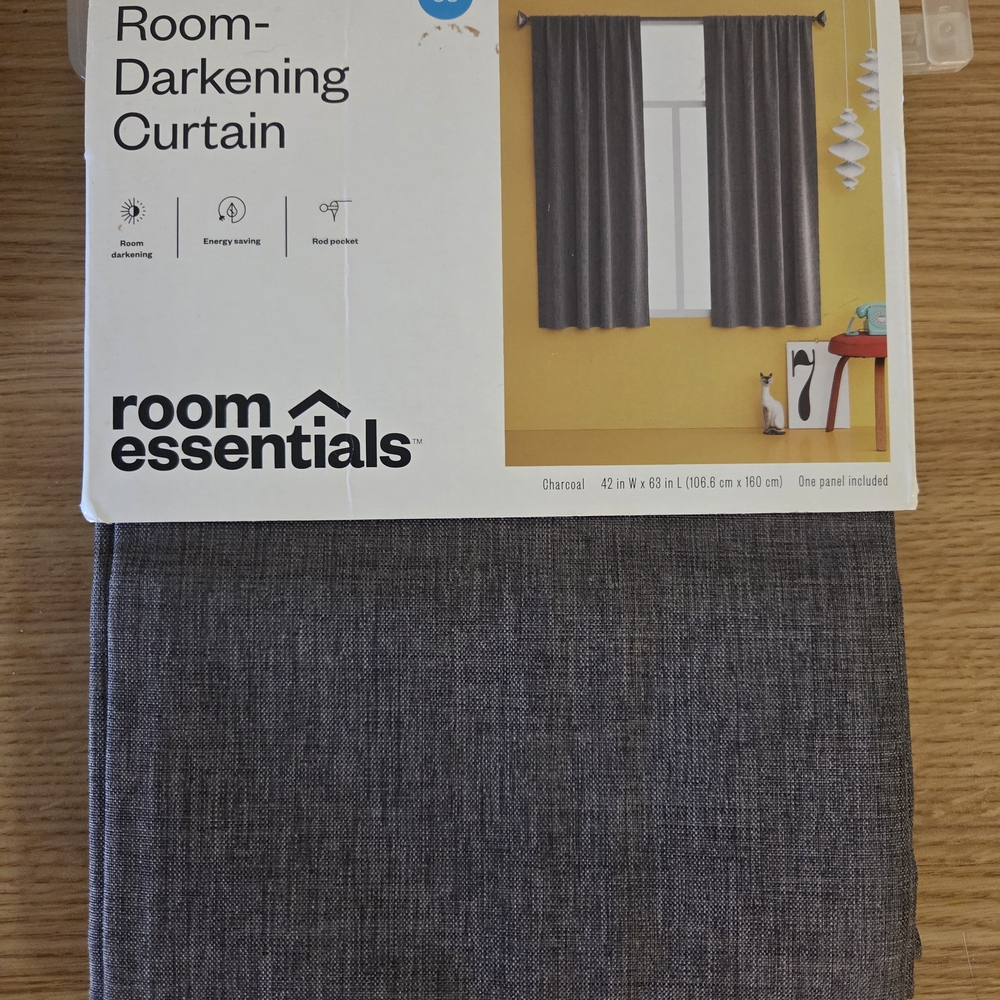 Room Essentials Dark Gray Room-Darkening Curtain